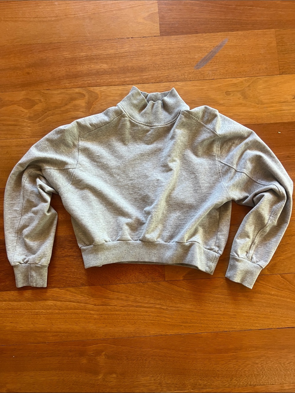 Cropped Mock Neck Women's Sweater - Light Gray